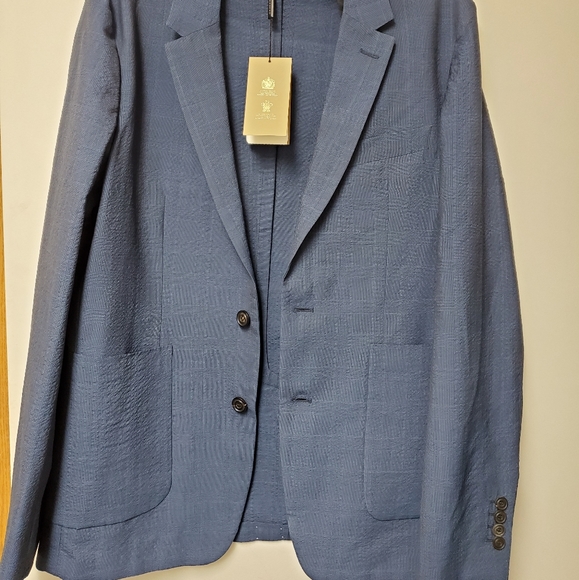 NWT$686 Burberry Blue Mens Linen Wool Blazer Jacket Coat Sz 42 - Picture 15 of 16
